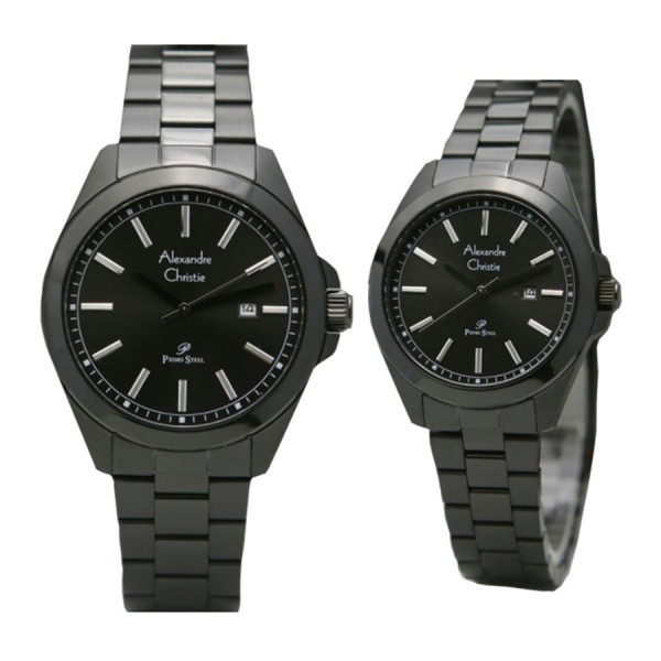 Alexandre Christie AC 1015 Full Black Steel Couple